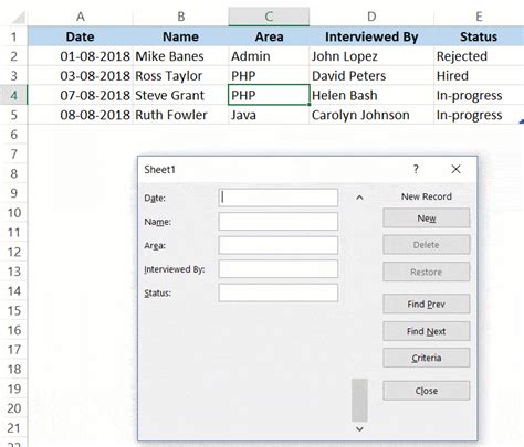 Data Entry Form Template Type