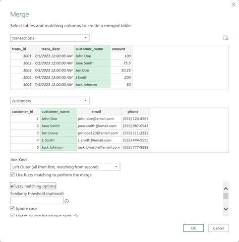 Power Query for Data Matching