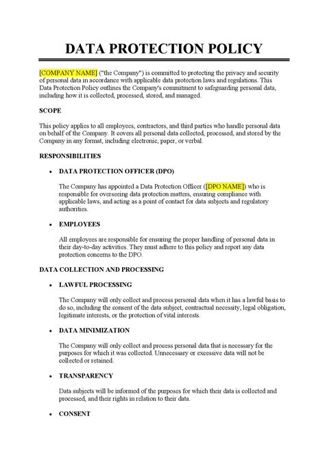 Data Security Policy Templates