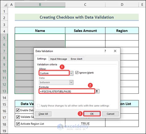 Data Validation Checkbox