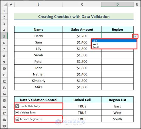 Data Validation Checkbox Drop