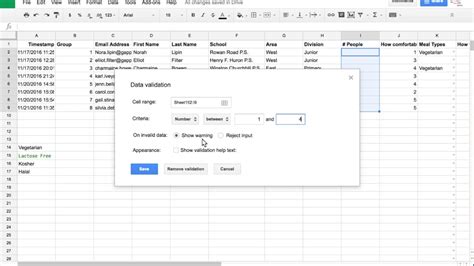 Data Validation Google Sheets Templates