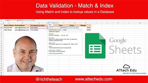 Data Validation with INDEX and MATCH