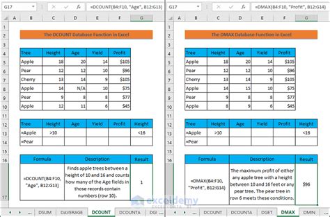 Database Functions in Excel