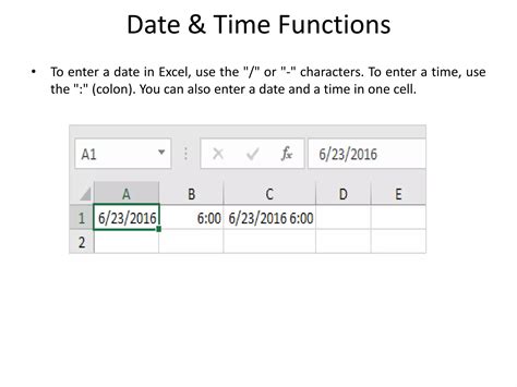 Using the DATE and TIME functions in Excel