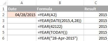 DATE and YEAR Functions in Excel