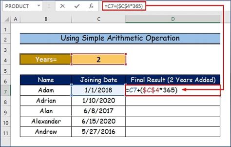 Date Arithmetic in Excel