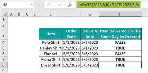 Date Comparison Formula