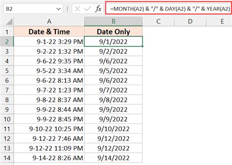 Date conversion using the MONTH and YEAR functions