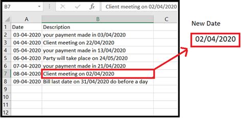 Extracting dates from data in Excel