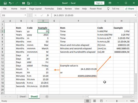 Date Format Codes in Excel