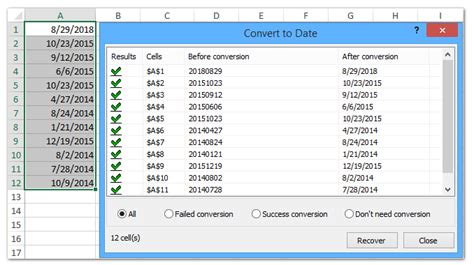 Date format conversion in Excel