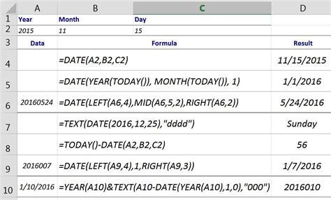 Using a formula with the date format in Excel