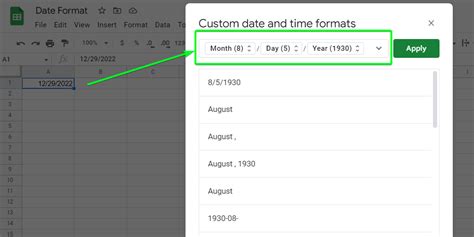 Customizing Date Formats in Google Sheets