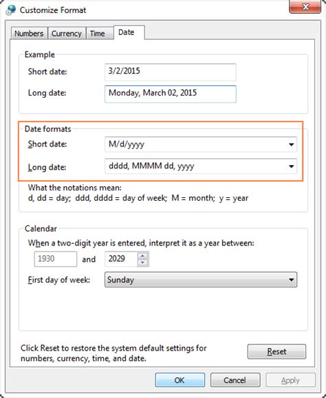 Date formatting options in Excel