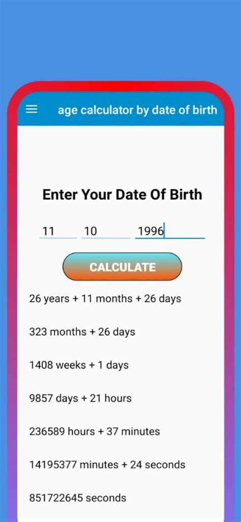 Date of birth calculations