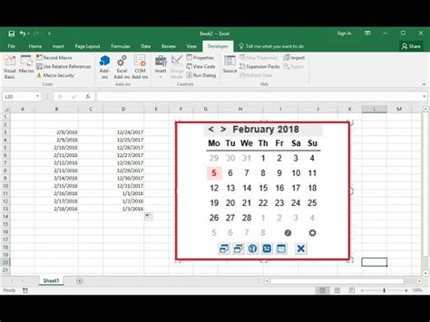 Date Picker with Drop-Down Menu in Excel on Mac