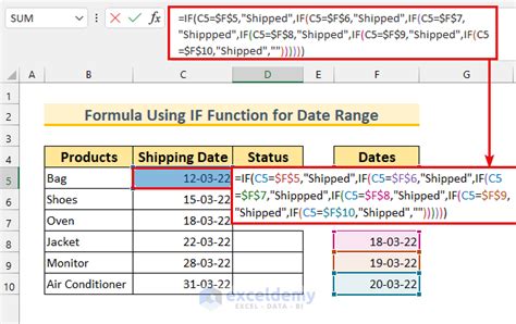 Date Range Formula in Excel