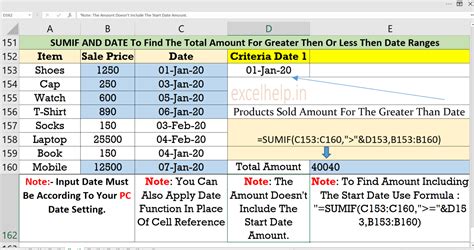 Date range summation example 2