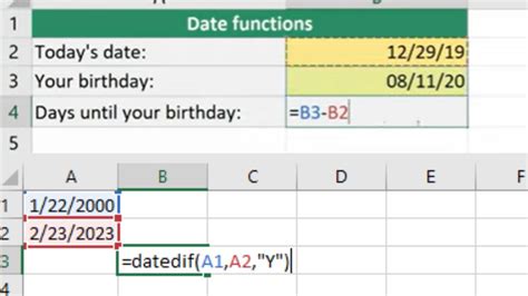 Date Subtraction Formula