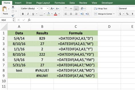 DATEDIF Function in Excel