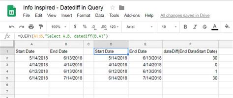 DATEDIF function in Google Sheets