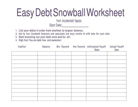 Dave Ramsey Debt Snowball Template