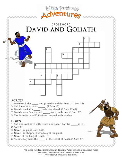 David and Goliath puzzles for kids