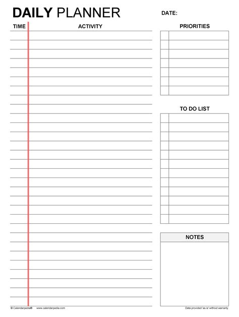 day planner template word free