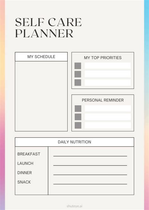 Day template self-care