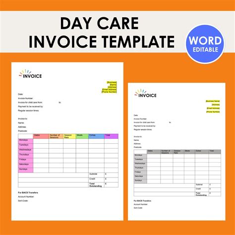 Daycare Invoice Template 1