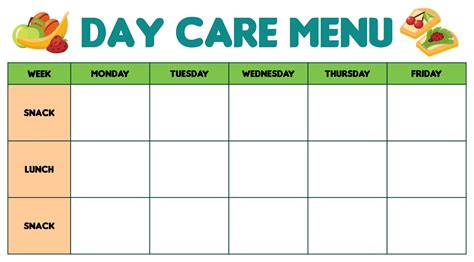 Daycare Lunch Menu Template PDF