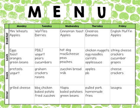 daycare meal planning ideas 5