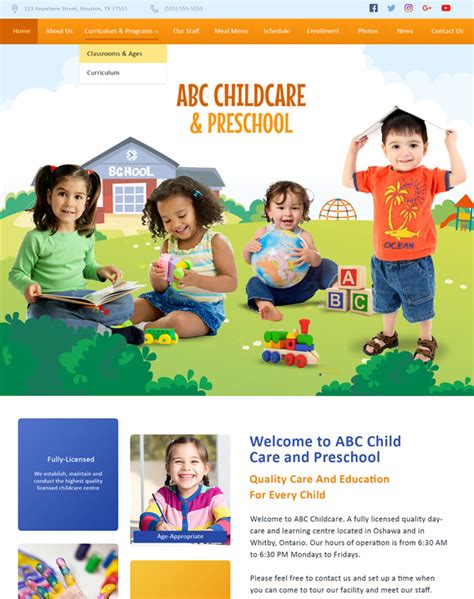 Daycare website template example 1