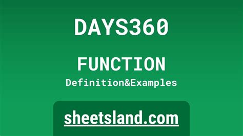 DAYS360 function in Excel