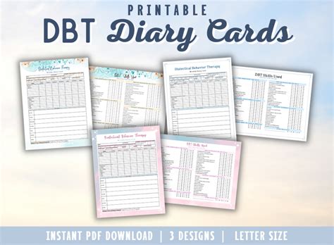 DBT Diary Card Printable for Emotional Regulation