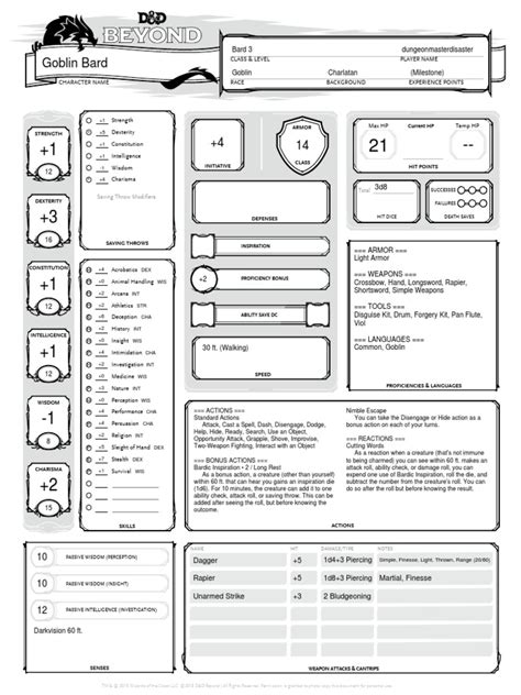 D&D Beyond's character sheet interface