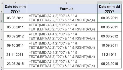 DDMMYY to MMDDYY date conversion examples