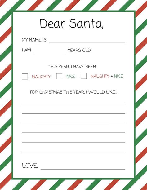 Dear Santa Letter Template Design for Kids