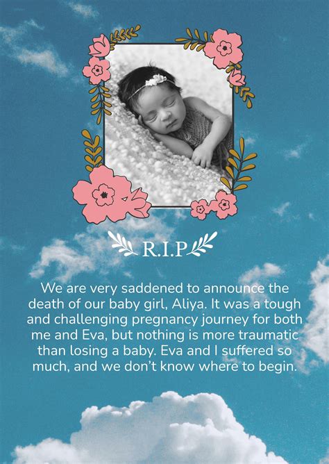 Death announcement for child