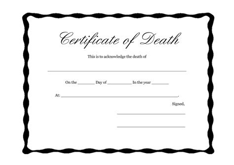 Death Certificate Template