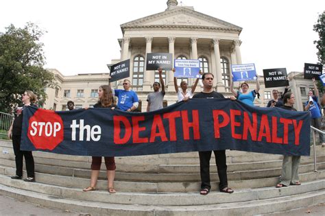 Protesters advocating for the abolition of the death penalty