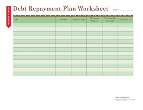 Debt Repayment Money Sheets Printables