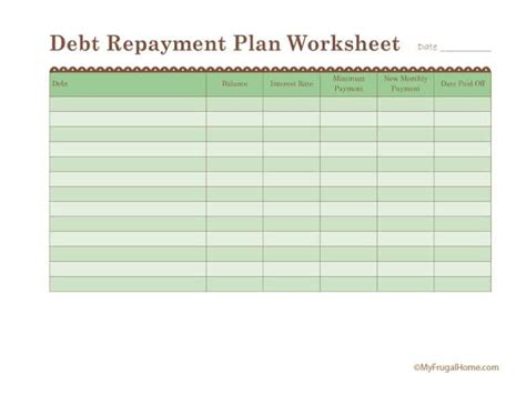 Debt Repayment Money Sheets Printables