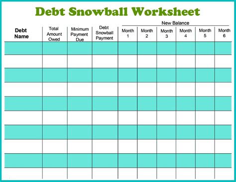 Debt Snowball Template Financial Freedom