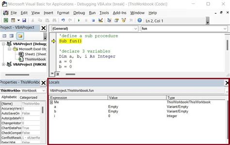 Debugging VBA Code