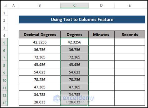 Decimal coordinates in Excel