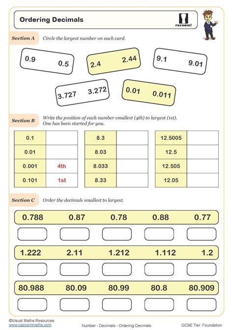 Decimals Worksheet 1