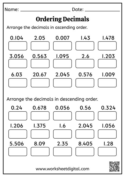 Decimals Worksheet 3