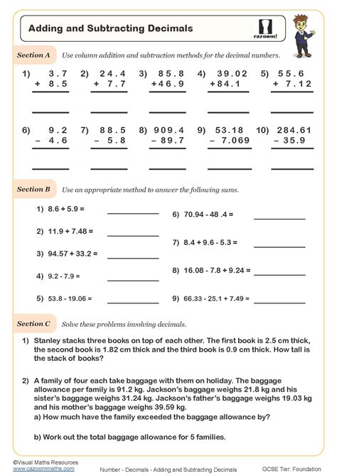 Decimals Worksheet with Online Resources